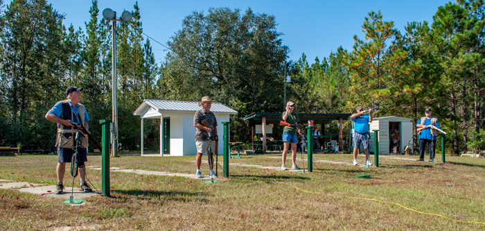 full line of competitors at trap shoot