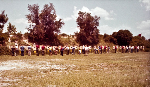 pistol range from the front during a match