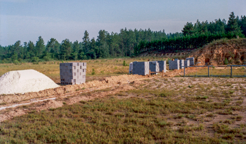 the original concrete firing line is poured