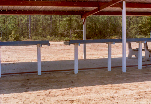 the pistol benches have been built and installed