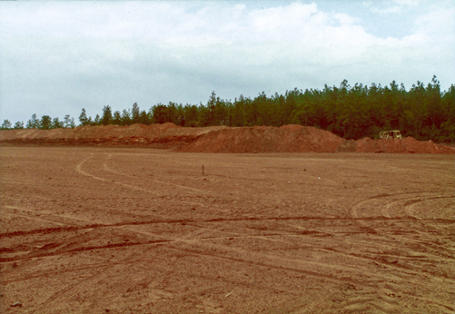 the range cleared with backstops being built