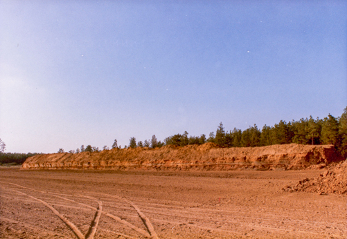 The backstop for the new pistol range from the front