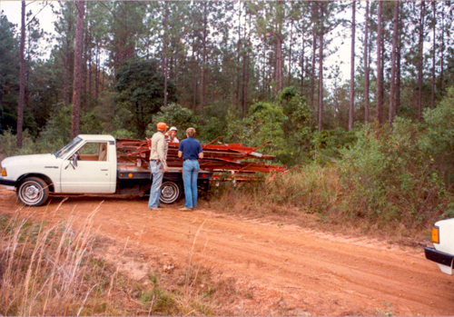 moving the steel with a truck