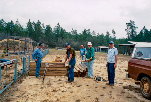 unloading wood for the deck building at the 25 yard line