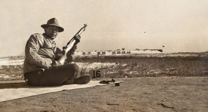 Bobby Kahn waiting to shoot the rifle match