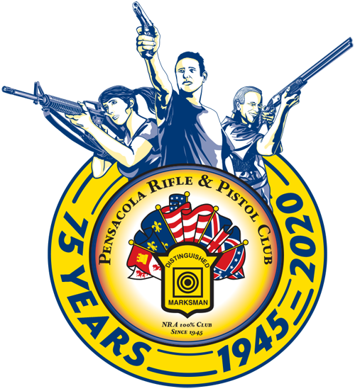 special 75th Anniversary Logo with rifle, pistol and shotgun represented